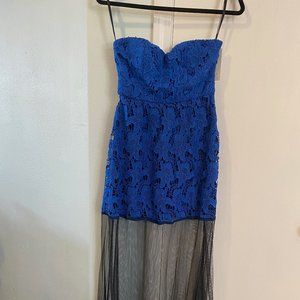 Boston Proper, Blue sleeveless Mini with Lace.